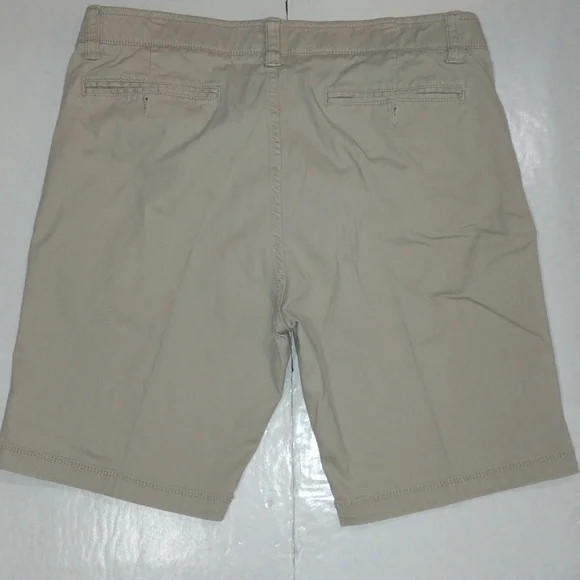 Men's Beige Flat Front Shorts - Picture 5 of 6